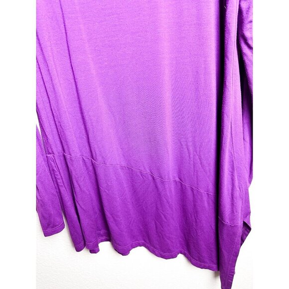 Eileen Fisher Plum Bateau NK Tunic Womens Purple Long Sleeve Asymmetrical Hem To - Picture 3 of 7